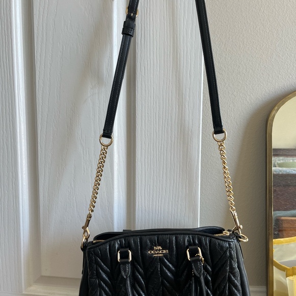 Black quilted Coach purse with gold chain - Picture 4 of 4